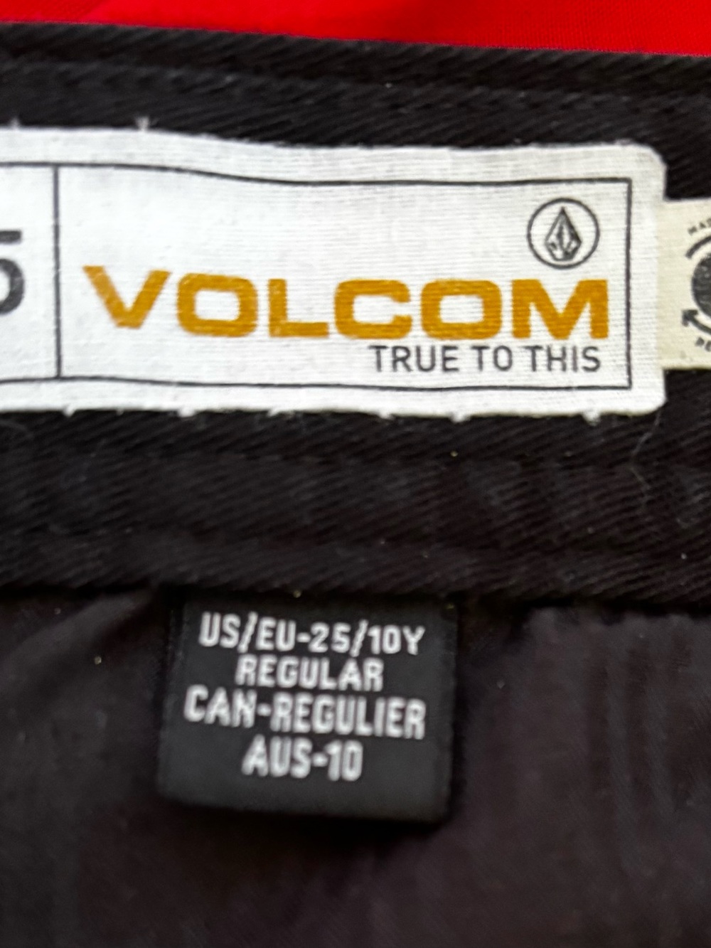 Volcom Boys Black Chinos with Gold Logo Accent